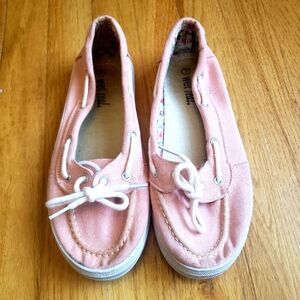 Pink Sperry Style Canvas Boat Shoes